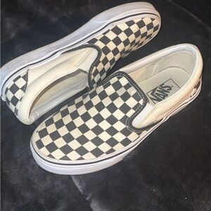 Vans Black and White Checkerboard Slip-Ons